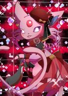 amount:solo atmosphere:anime atmosphere:evil body-type:feral dress forehead-gem hat outfit red-and-black-clothing series:eeveelutions series:pokemon species:espeon wearing-bow // 848x1200 // 193KB