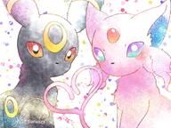 amount:pair body-type:feral forehead-gem heart-shape series:eeveelutions series:pokemon species:espeon species:umbreon style:watercolor // 1024x768 // 170KB