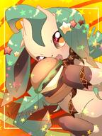amount:solo body-type:feral burger eating series:eeveelutions series:pokemon species:leafeon style:colored-lighting style:contrasting-colors style:kawaii wearing-bow // 768x1024 // 120KB