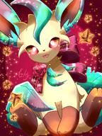 amount:solo atmosphere:contest atmosphere:fashion atmosphere:stary body-type:feral feminine flower series:eeveelutions series:pokemon species:leafeon style:contrasting-colors style:girly style:sparkly wearing-flower // 768x1024 // 132KB