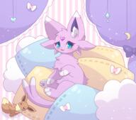amount:solo atmosphere:bedroom body-type:feral forehead-gem plush series:eeveelutions series:pokemon species:eevee species:espeon style:playful visibly-shy // 1500x1320 // 143KB