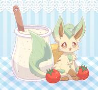 amount:solo atmosphere:frilly-background body-type:feral food series:eeveelutions series:pokemon species:leafeon style:outline tomato // 2280x2090 // 356KB