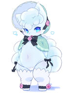 amount:solo body-type:anthro body-type:semi-anthro body-type:slightly-chubby feminine flower outfit species:alolan-vulpix style:girly thigh-highs wearing-bow wearing-flower // 2000x2600 // 1.1MB