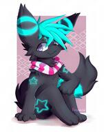 amount:solo body-type:semi-anthro oc scarf series:eeveelutions series:pokemon species:umbreon style:glow // 1965x2500 // 422KB