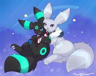 affection amount:pair artist:fluffydasher atmosphere:stary body-type:feral collar cuddling hoodie oc scarf series:eeveelutions series:pokemon species:umbreon style:kawaii sweater // 3573x2827 // 453KB