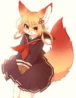 amount:solo body-type:anthro body-type:feral dress outfit schoolgirl-outfit skirt species:fox style:kemono // 1601x2047 // 255KB