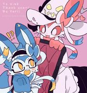 amount:pair atmosphere:fashion bell-collar body-type:anthro body-type:semi-anthro collar confused glasses hall-of-fame:bronze hat maid nerdy outfit series:eeveelutions series:pokemon species:shiny-pokemon species:sylveon style:kemono style:simple-colors whiskers witch // 1500x1600 // 264KB