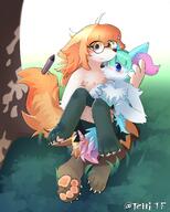 amount:pair atmosphere:field atmosphere:forest body-type:anthro glasses nerdy pen species:fox style:kemono // 3277x4096 // 743KB