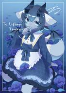 amount:solo atmosphere:flowers body-type:anthro flower maid outfit species:unknown style:blue style:kemono style:one-color visual-teasing // 1448x2048 // 328KB