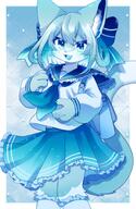 amount:solo body-type:anthro body-type:semi-anthro outfit schoolgirl-outfit skirt species:cat style:blue style:intentional-blur style:kemono style:one-color // 1336x2048 // 285KB