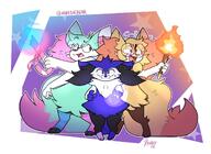 amount:multiple atmosphere:powerful body-type:anthro body-type:semi-anthro glasses hall-of-fame:bronze nerdy oc species:braixen style:outline thigh-highs // 2048x1498 // 277KB