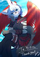 amount:solo body-type:anthro garter-belts hair oc outfit red-and-black-clothing species:unknown style:kemono thigh-highs wings // 1379x1974 // 302KB