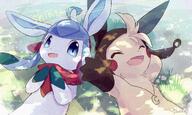 affection amount:pair atmosphere:field atmosphere:sunlight body-type:feral excited happy necklace scarf series:eeveelutions series:pokemon species:glaceon species:pikachu style:noisy // 2048x1224 // 573KB