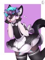 amount:solo blep body-type:anthro feminine flower oc outfit skirt species:skunk style:girly thigh-highs wearing-flower // 3000x4000 // 586KB