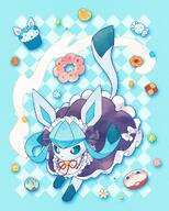 amount:solo atmosphere:cafe body-type:feral food hall-of-fame:bronze maid outfit series:eeveelutions series:pokemon species:glaceon style:detailed-pattern style:dithering sweets // 821x1024 // 134KB
