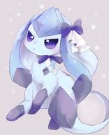 amount:solo atmosphere:snowy body-type:feral series:eeveelutions series:pokemon species:glaceon style:kawaii wearing-bow // 3334x4096 // 7.5MB
