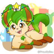 amount:solo atmosphere:christmas body-type:feral series:eeveelutions series:pokemon species:leafeon style:intentional-blur // 2000x2000 // 3.1MB