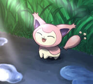 amount:solo atmosphere:sunlight atmosphere:swamp body-type:feral series:pokemon species:skitty style:painted style:sunrays // 2000x1808 // 978KB