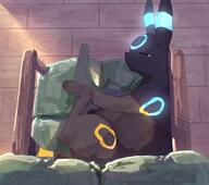 amount:solo atmosphere:home body-type:feral series:eeveelutions series:pokemon species:shiny-pokemon species:umbreon style:glow style:noisy style:painted // 1911x1693 // 617KB