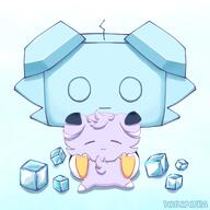 affection amount:pair body-type:semi-anthro cuddling series:pokemon species:eiscue species:espurr species:fusion // 1100x1100 // 100KB