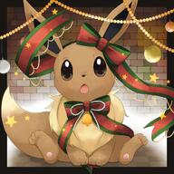amount:solo atmosphere:christmas bell body-type:feral series:pokemon species:eevee wearing-bow // 1300x1300 // 235KB