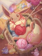 all-eeveelutions-represented amount:solo atmosphere:home body-type:feral hall-of-fame:bronze series:pokemon species:eevee style:intentional-blur style:painted yarn // 1536x2048 // 4.5MB
