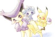 ^o^ amount:multiple body-type:feral happy neutral-expression series:pokemon species:delcatty species:espurr species:pikachu style:watercolor // 2039x1378 // 3.0MB