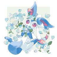 amount:solo atmosphere:flowers atmosphere:petals body-type:feral feminine flower series:eeveelutions series:pokemon species:shiny-pokemon species:sylveon style:girly style:kawaii wearing-flower // 2048x2048 // 2.9MB