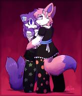 amount:multiple amount:pair body-type:anthro casual-outfit gay glasses maid nerdy outfit romance series:eeveelutions series:pokemon species:cat species:sylveon style:kemono thigh-highs // 1500x1749 // 197KB