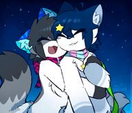 affection amount:pair body-type:anthro cuddling hair necklace scarf species:cat style:gay style:kemono // 1400x1200 // 177KB