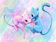 amount:pair body-type:semi-anthro species:mew species:shiny-pokemon style:painted style:pastel-colors // 2048x1536 // 335KB