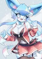 amount:solo body-type:anthro crop-top garter-belts outfit series:eeveelutions series:pokemon skirt species:fusion species:glaceon species:sylveon style:kawaii style:kemono thigh-highs // 882x1239 // 184KB