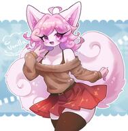 amount:solo body-type:anthro casual-outfit oc skirt species:vulpix style:kawaii style:kemono style:outline thigh-highs // 1472x1500 // 202KB