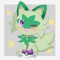 amount:solo body-type:feral master-ball pokeball species:shiny-pokemon species:sprigatito // 2048x2048 // 197KB
