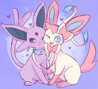 affection amount:pair body-type:feral cheek-rub cuddling forehead-gem pressing-same-body-part-against-each-other series:eeveelutions series:pokemon species:espeon species:sylveon style:scribbles // 735x672 // 71KB