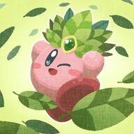 amount:solo body-type:blob character:kirby forehead-gem leaves series:kirby species:unknown style:noisy style:outline // 1186x1186 // 204KB