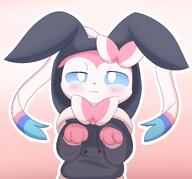 amount:solo body-type:semi-anthro bunny-costume hoodie outfit series:eeveelutions series:pokemon species:sylveon style:kawaii style:kemono style:outline sweater // 2035x1896 // 221KB