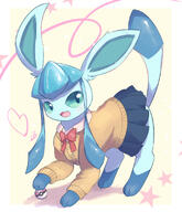 amount:solo body-type:feral love-ball outfit pokeball schoolgirl-outfit series:eeveelutions series:pokemon species:glaceon style:kawaii // 1459x1701 // 912KB