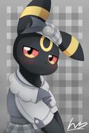 amount:solo body-type:feral body-type:semi-anthro dress outfit schoolgirl-outfit series:eeveelutions series:pokemon species:umbreon style:detailed-pattern // 2049x3072 // 335KB