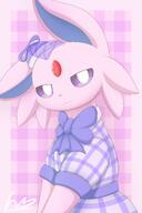 amount:solo body-type:feral body-type:semi-anthro dress forehead-gem outfit series:eeveelutions series:pokemon species:espeon style:detailed-pattern wearing-bow // 2049x3072 // 300KB