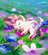 amount:solo atmosphere:field atmosphere:flowers body-type:feral series:eeveelutions series:pokemon sleeping species:sylveon style:painted // 1640x1852 // 901KB