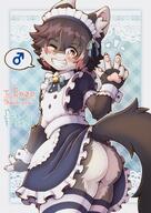 amount:solo atmosphere:cafe atmosphere:frilly-background body-type:anthro maid outfit species:fox style:kemono thigh-highs // 2894x4093 // 1.3MB