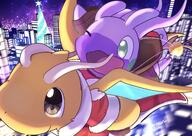 amount:pair atmosphere:city atmosphere:night body-type:semi-anthro christmas-clothing flying species:dragonite species:goodra // 2048x1448 // 387KB