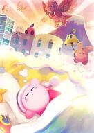 amount:multiple atmosphere:city atmosphere:fantasy atmosphere:sunset body-type:blob character:dyna-blade character:jobski character:kirby series:kirby species:unknown style:over-exposure // 1448x2048 // 475KB