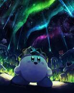 amount:multiple amount:solo atmosphere:aurora atmosphere:night atmosphere:snowy atmosphere:stary body-type:blob character:bouncy character:gooey character:kirby character:scarfy series:kirby species:unknown style:dim style:painted // 1646x2048 // 777KB
