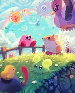 amount:multiple atmosphere:fantasy atmosphere:hills body-type:blob character:coo character:kirby character:kracko character:plasma-wisp character:rick series:kirby species:unknown // 1638x2048 // 355KB