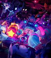 amount:multiple atmosphere:cinematic atmosphere:stage body-type:anthro body-type:blob character:clawroline character:fecto-elfilis character:gorimondo character:king-dedede character:leongar character:meta-knight character:morpho-knight character:sillydillo character:tropical-woods hammer holding-large-object-in-comparison style:dim // 1794x2048 // 528KB