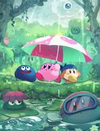amount:multiple atmosphere:forest atmosphere:lake atmosphere:rain body-type:blob character:bandana-waddle-dee character:glunk character:gooey character:kirby character:kracko character:whispy-woods flower series:kirby species:unknown // 984x1284 // 203KB