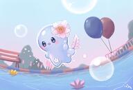 amount:solo atmosphere:pool atmosphere:town balloons body-type:blob character:aqua(line-play) feminine flower style:girly style:outline style:painted wearing-flower // 2000x1368 // 169KB