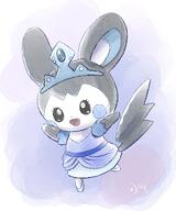 amount:solo atmosphere:regal body-type:semi-anthro crown dress outfit princess species:emolga style:girly style:noisy style:watercolor // 1000x1200 // 152KB